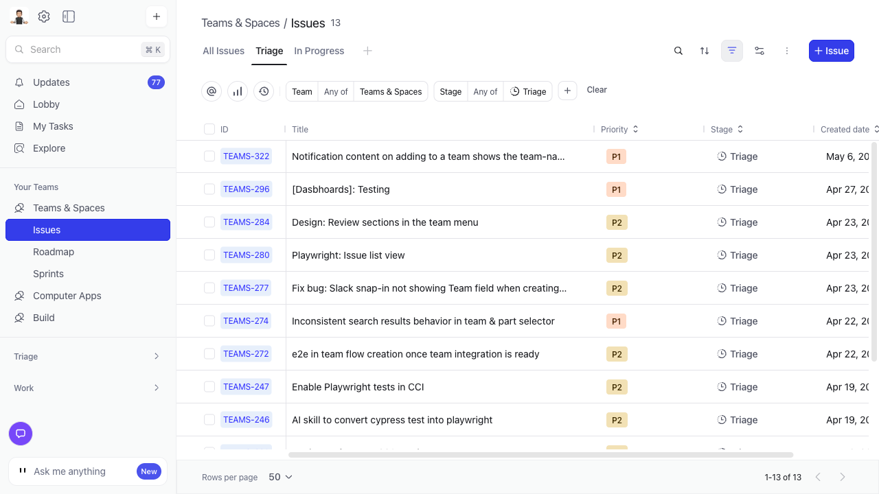 Issues Triage View